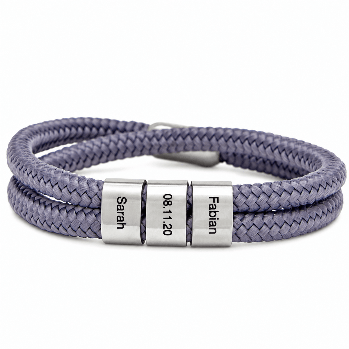 Grau Segeltau Armband mit Ringgravur - OTANTO