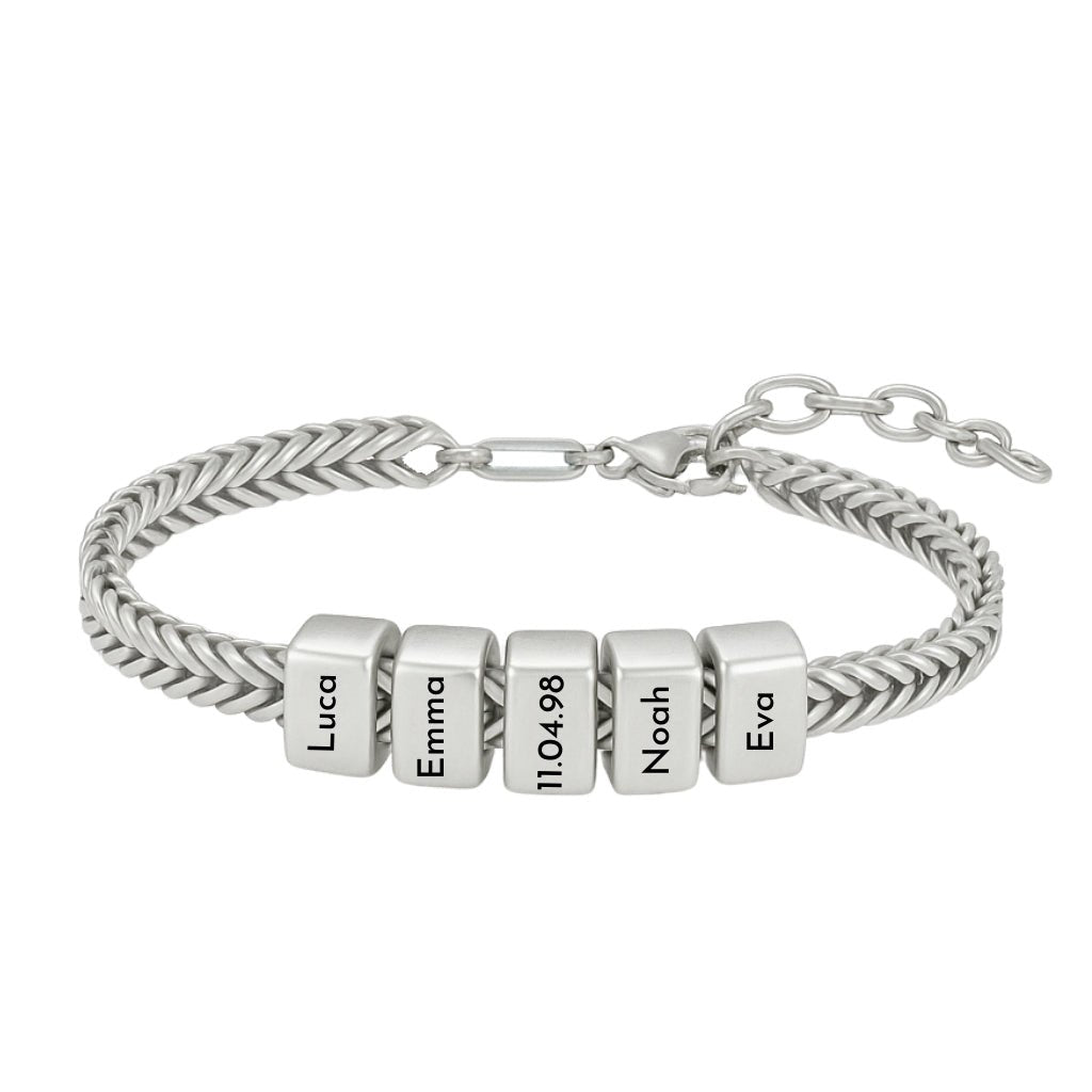 Retro Armband mit gravierten silbernen Beads - OTANTO