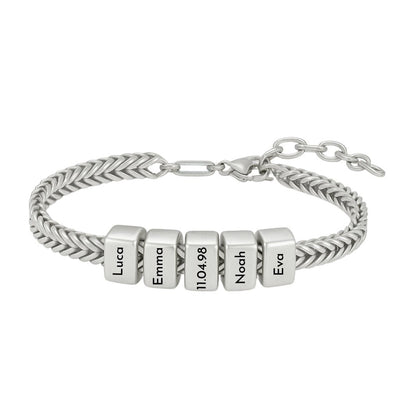 Retro Armband mit gravierten silbernen Beads - OTANTO