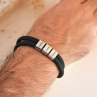 Schwarz Segeltau Armband mit Ringgravur - OTANTO