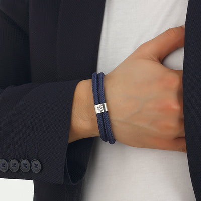Blau Segeltau Armband mit Ringgravur - OTANTO