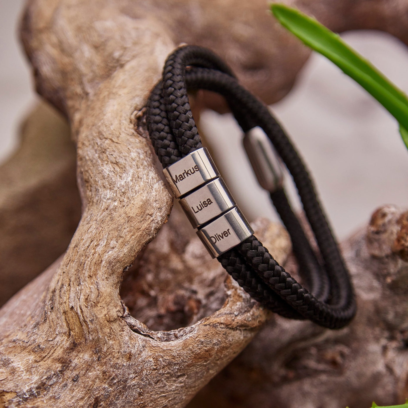 Schwarz Segeltau Armband mit Ringgravur - OTANTO